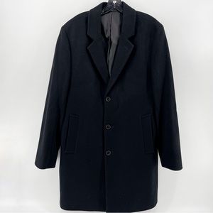 Michael Kors Men’s Pea Coat Black Wool Blend Single Breasted Long Collar M